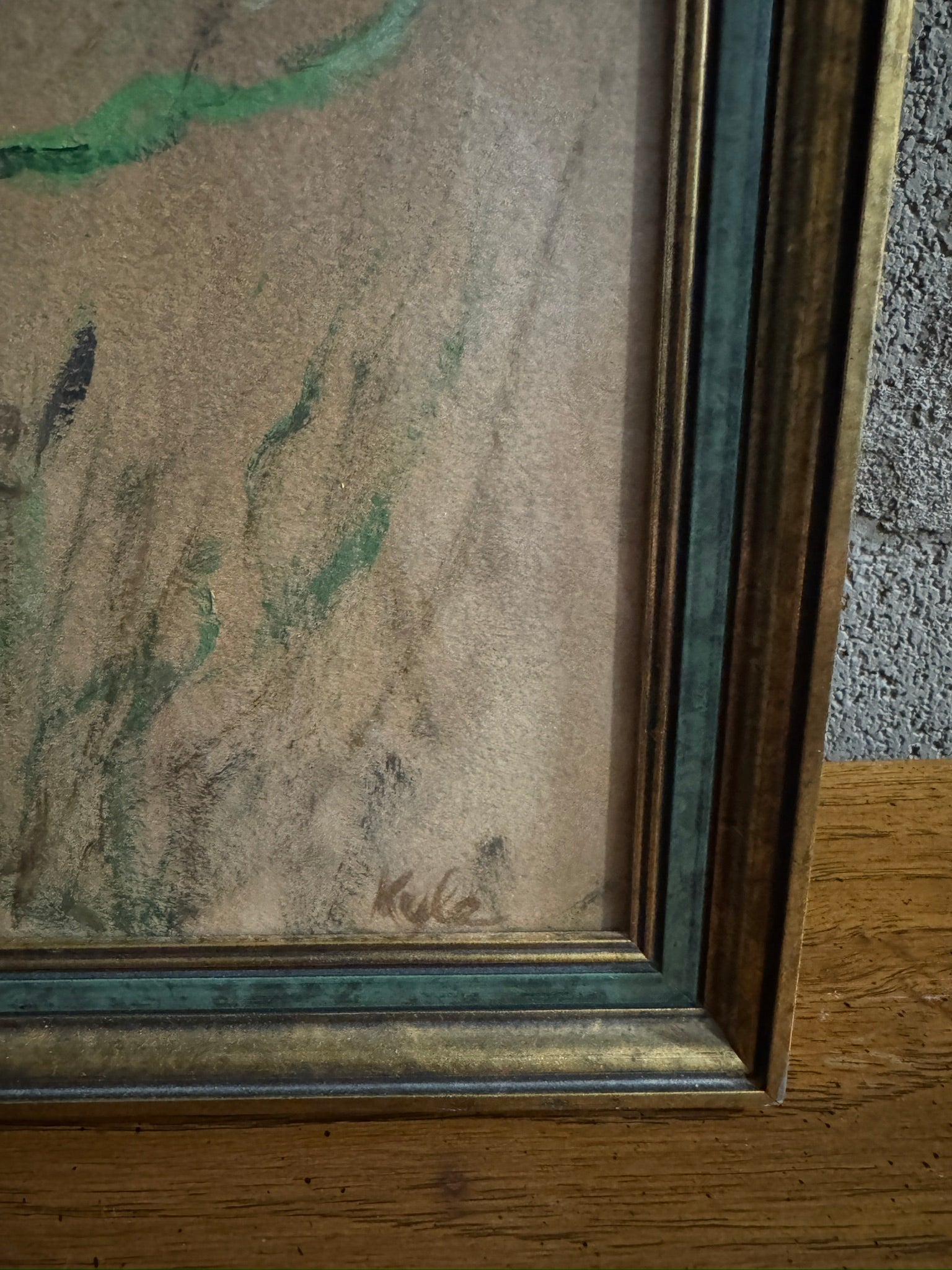 Original signed vintage painting, yellow flowers, oil on paper