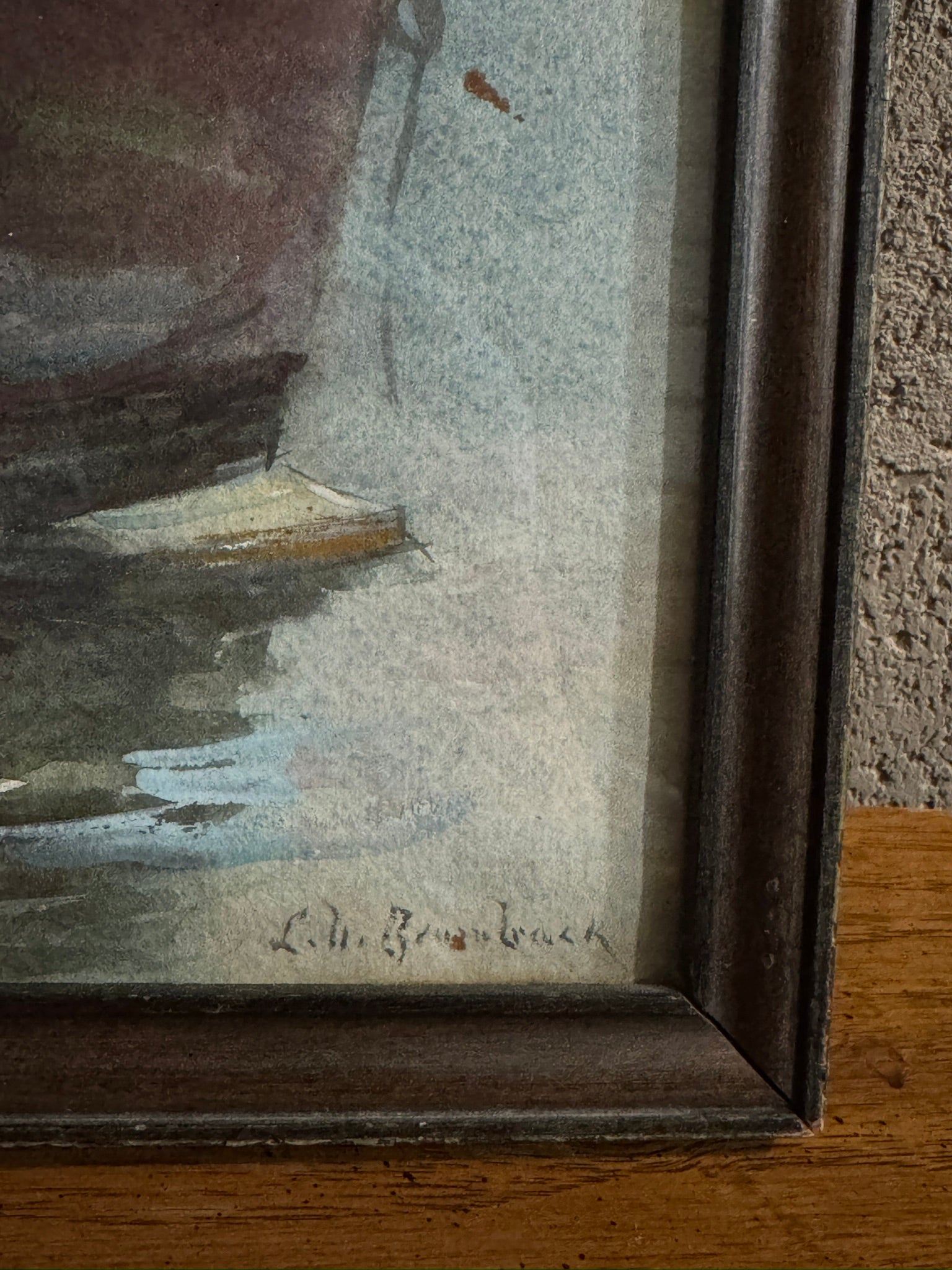 Original antique painting signed "L. U. Brumback", watercolor