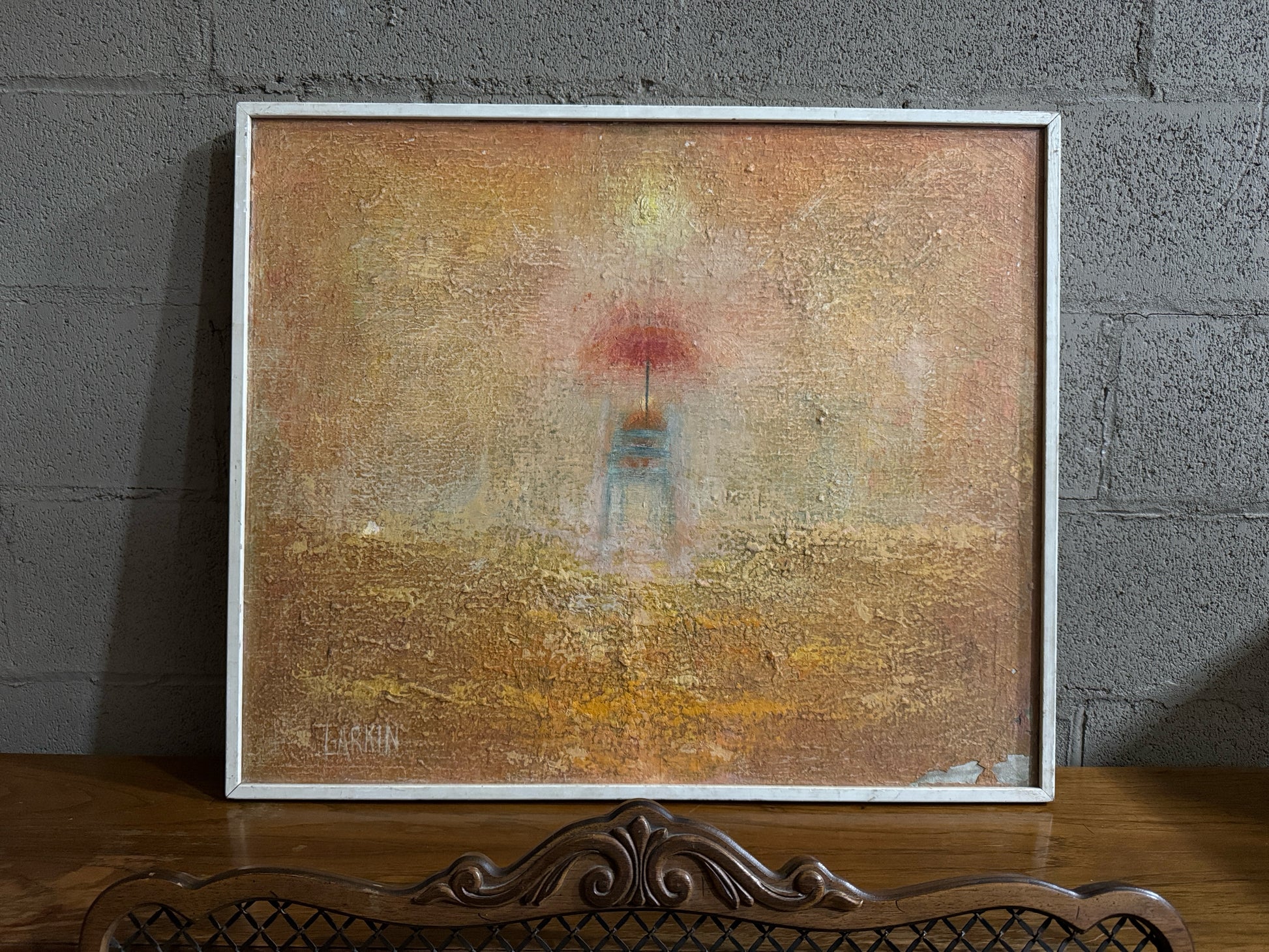 Original antique painting, signed LARKIN, oil on canvas