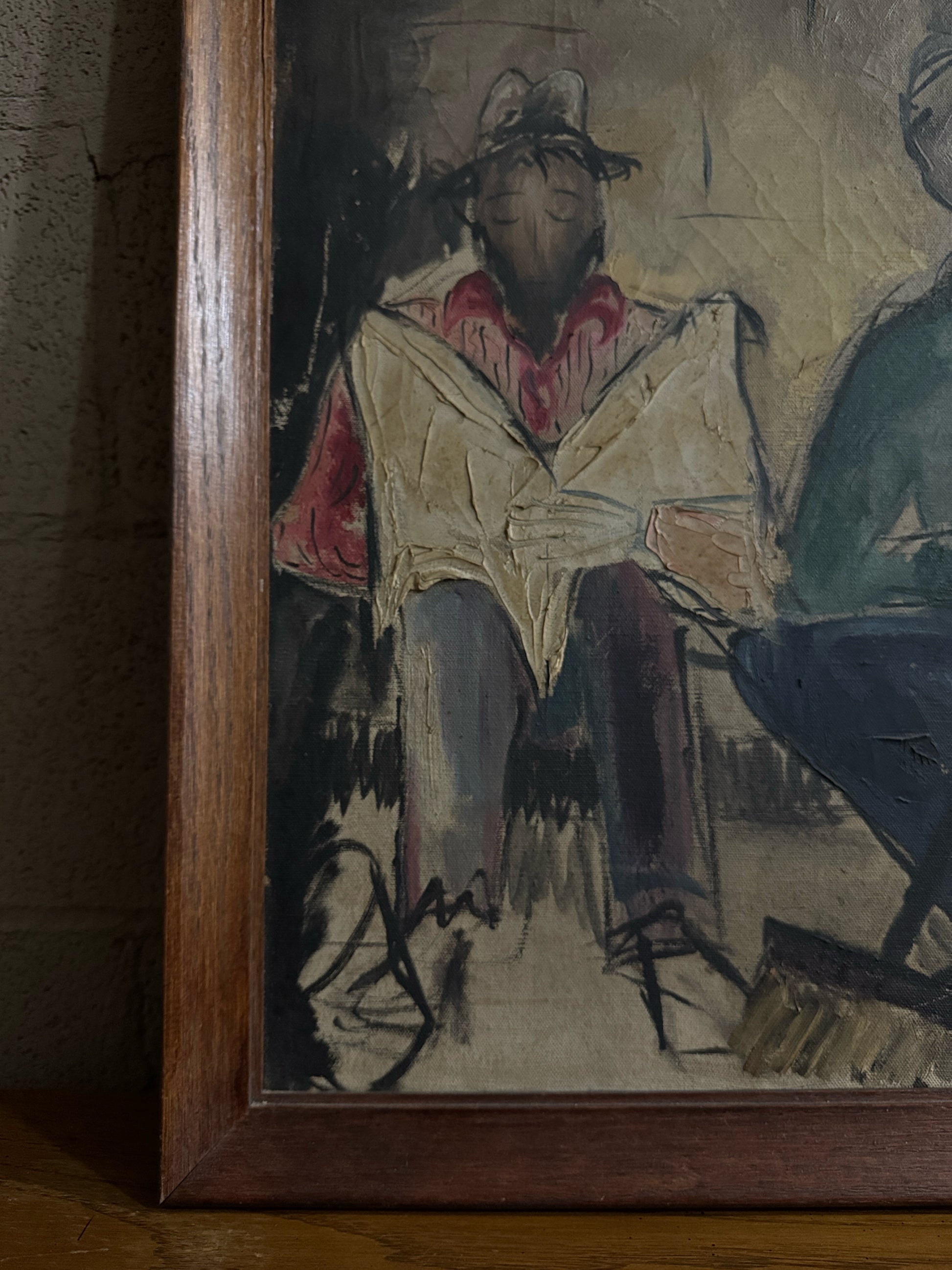Original antique oil painting, abstract realism, 1930's
