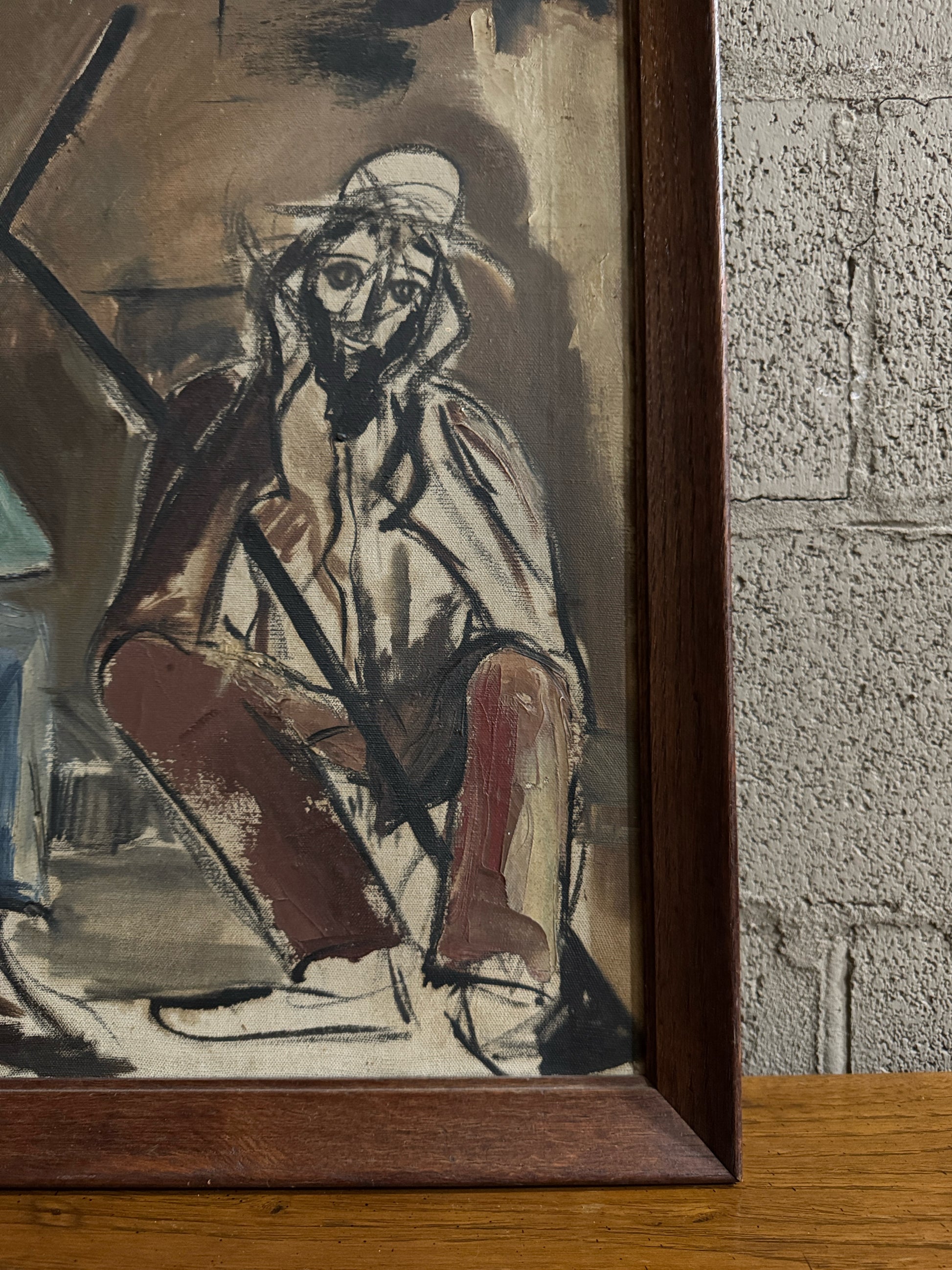 Original antique oil painting, abstract realism, 1930's