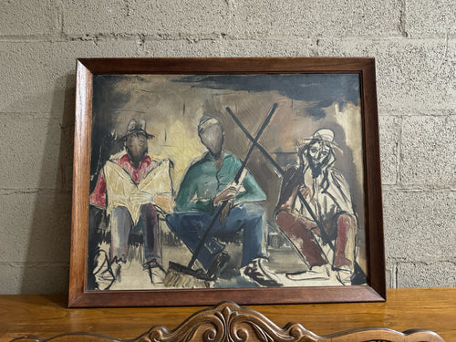 Original antique oil painting, abstract realism, 1930's